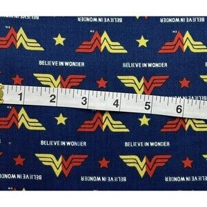 Warner Bros. Wonder Woman Quilt Fabric Blue Cotton Sewing By the Yard BTY